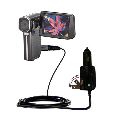 Intelligent Dual Purpose DC Vehicle and AC Home Wall Charger suitable for the Insignia NS-DV1080P Video Camera - Two critical functions; one unique charger - Uses Gomadic Brand TipExchange Technology