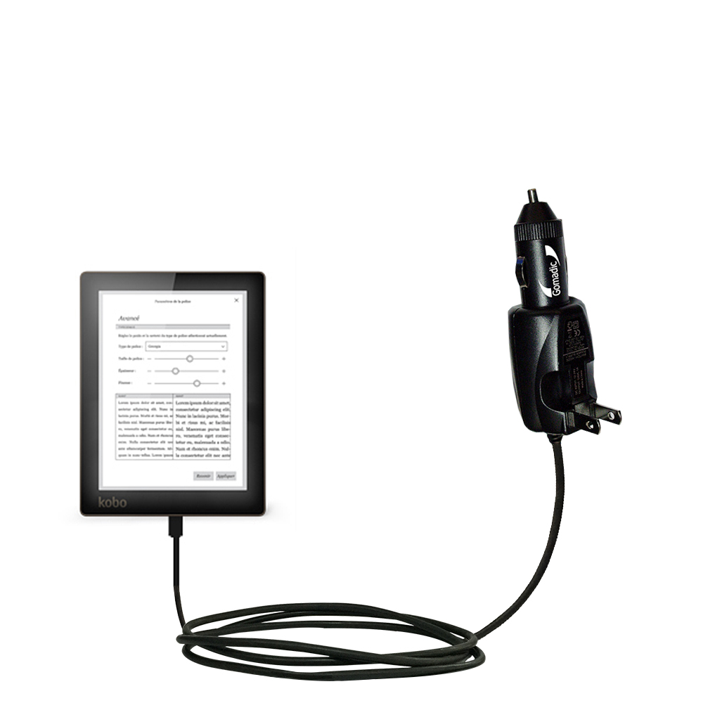 Car & Home 2 in 1 Charger compatible with the Kobo Glo