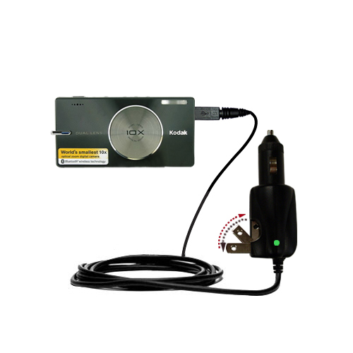 Intelligent Dual Purpose DC Vehicle and AC Home Wall Charger suitable for the Kodak V610 - Two critical functions; one unique charger - Uses Gomadic Brand TipExchange Technology