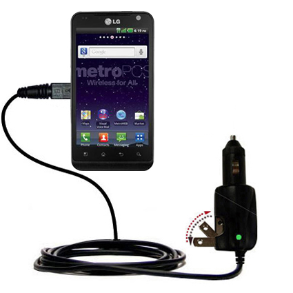 Car & Home 2 in 1 Charger compatible with the LG Bryce