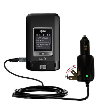 Intelligent Dual Purpose DC Vehicle and AC Home Wall Charger suitable for the LG LX600 - Two critical functions; one unique charger - Uses Gomadic Brand TipExchange Technology
