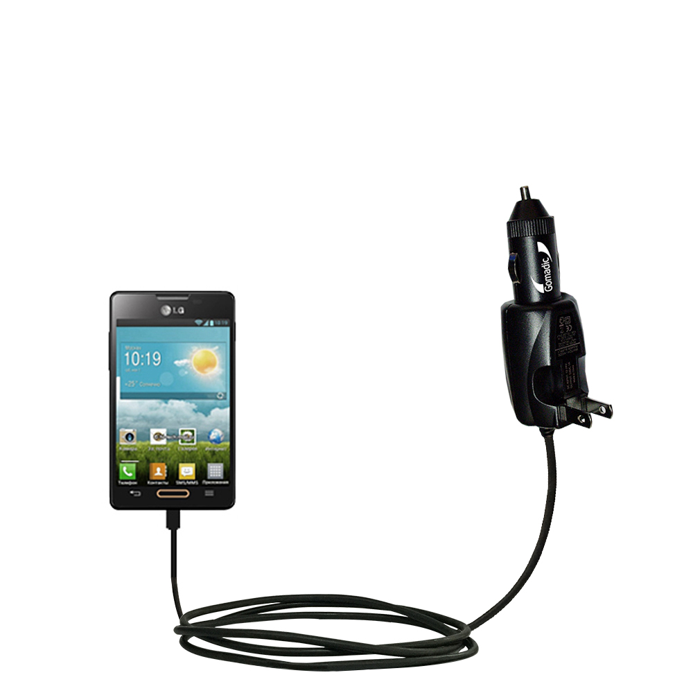 Car & Home 2 in 1 Charger compatible with the LG Optimus L4 II