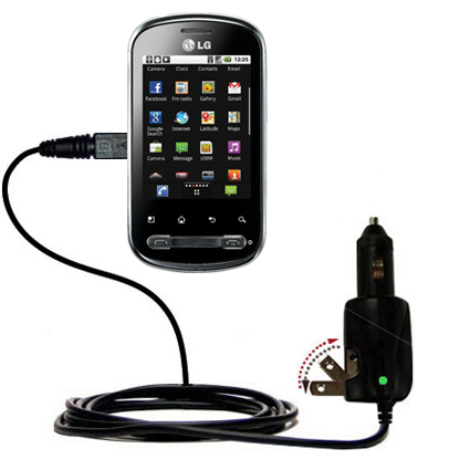Car & Home 2 in 1 Charger compatible with the LG Optimus Me P350