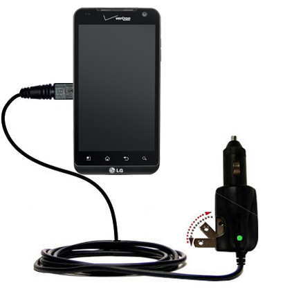 Intelligent Dual Purpose DC Vehicle and AC Home Wall Charger suitable for the LG VS910 - Two critical functions; one unique charger - Uses Gomadic Brand TipExchange Technology