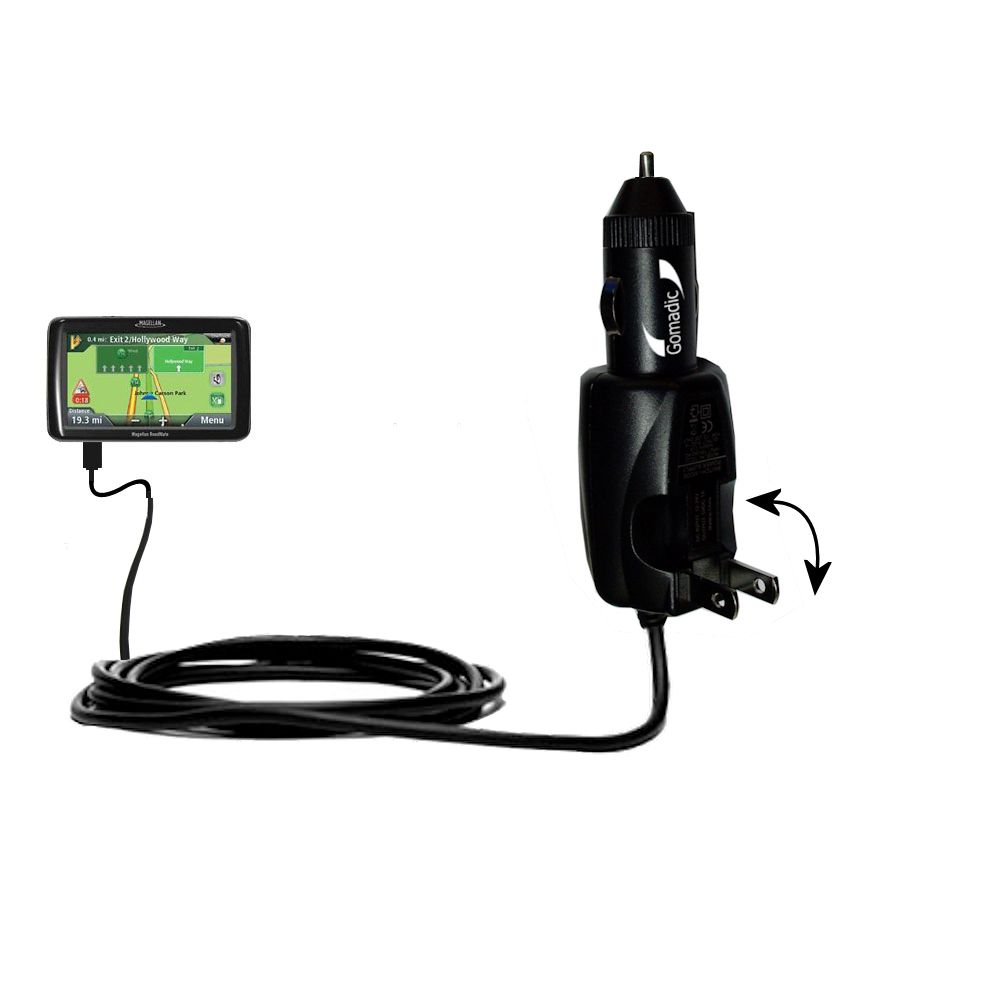 Intelligent Dual Purpose DC Vehicle and AC Home Wall Charger suitable for the Magellan RoadMate 9212T / 9200 LM - Two critical functions; one unique charger - Uses Gomadic Brand TipExchange Technology