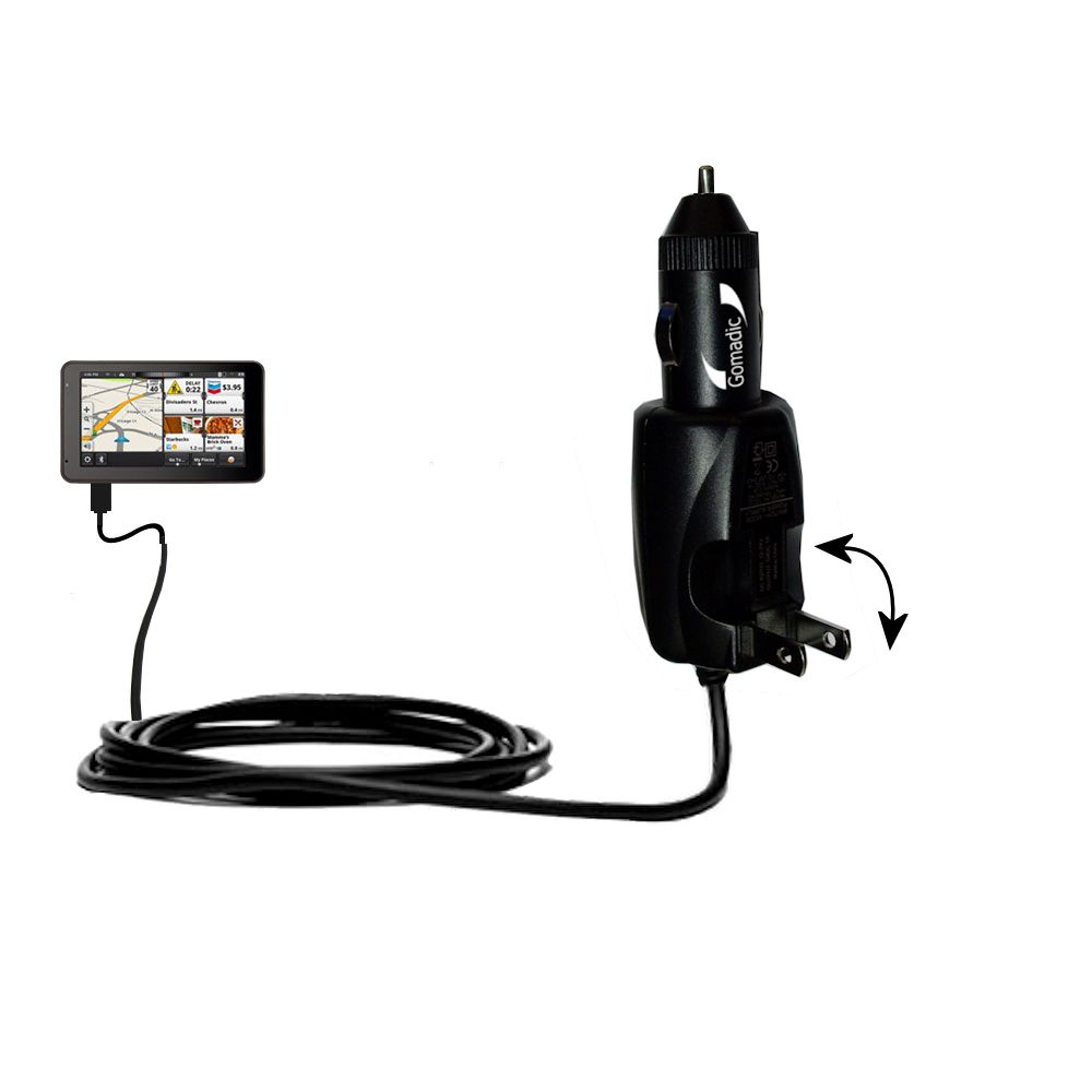 Intelligent Dual Purpose DC Vehicle and AC Home Wall Charger suitable for the Magellan SmartGPS 5390 / 5295 - Two critical functions; one unique charger - Uses Gomadic Brand TipExchange Technology