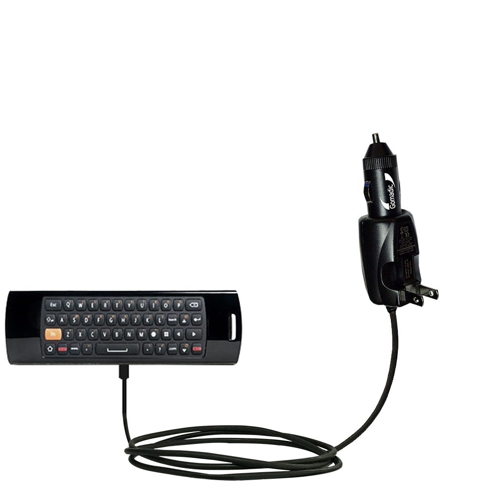 Intelligent Dual Purpose DC Vehicle and AC Home Wall Charger suitable for the Mele F10 Fly Mouse Keyboard - Two critical functions; one unique charger - Uses Gomadic Brand TipExchange Technology