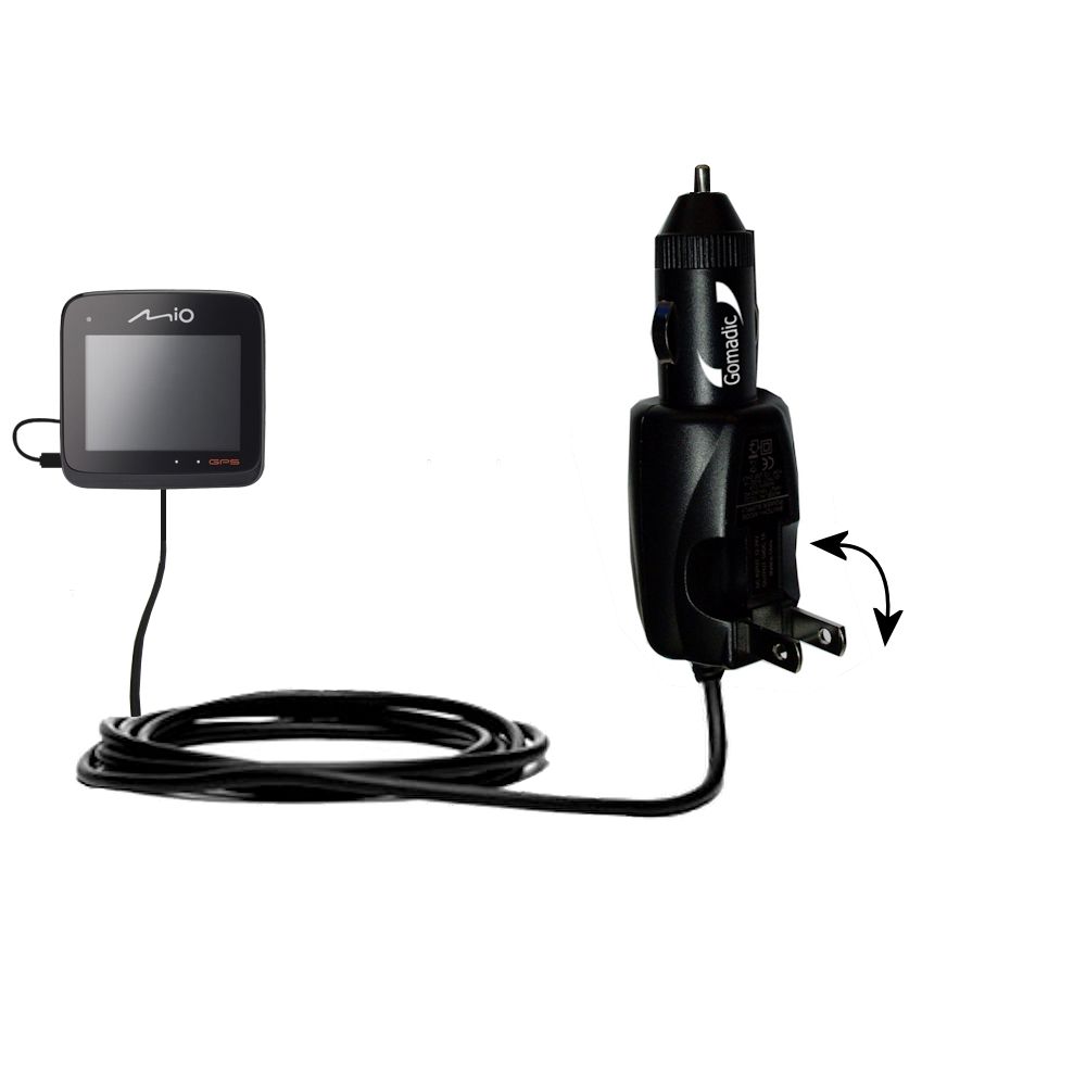 Car & Home 2 in 1 Charger compatible with the Mio MiVue 528 / 538 / 568 Touch