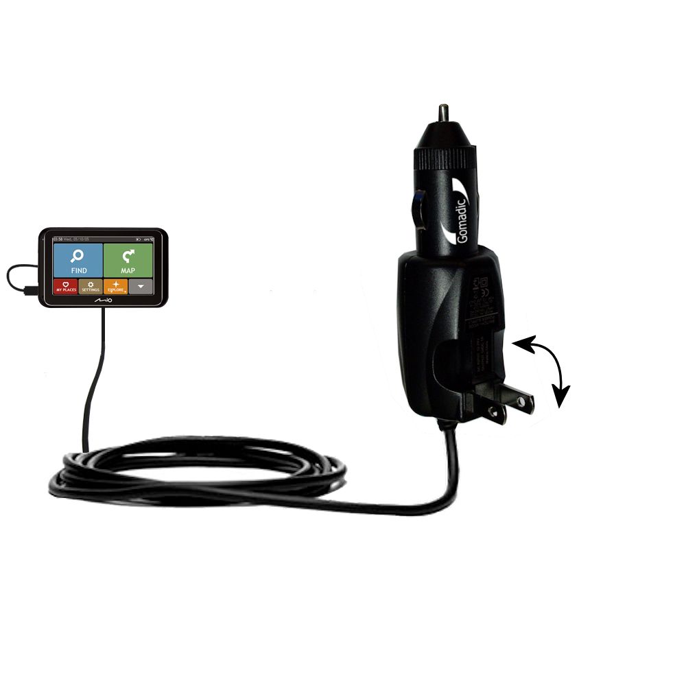 Car & Home 2 in 1 Charger compatible with the Mio Spirit 6800