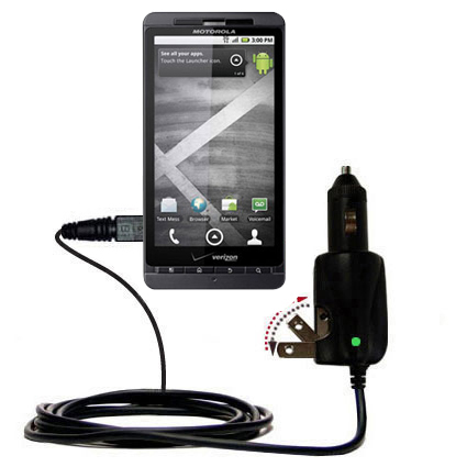 Intelligent Dual Purpose DC Vehicle and AC Home Wall Charger suitable for the Motorola Daytona - Two critical functions; one unique charger - Uses Gomadic Brand TipExchange Technology