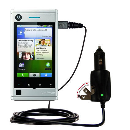 Intelligent Dual Purpose DC Vehicle and AC Home Wall Charger suitable for the Motorola Devour A555 - Two critical functions; one unique charger - Uses Gomadic Brand TipExchange Technology