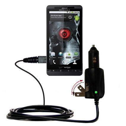 Car & Home 2 in 1 Charger compatible with the Motorola Droid X