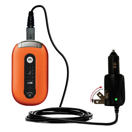Intelligent Dual Purpose DC Vehicle and AC Home Wall Charger suitable for the Motorola PEBL U6 - Two critical functions; one unique charger - Uses Gomadic Brand TipExchange Technology