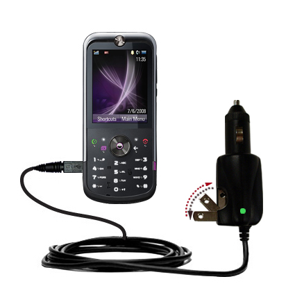 Intelligent Dual Purpose DC Vehicle and AC Home Wall Charger suitable for the Motorola ZN5 - Two critical functions; one unique charger - Uses Gomadic Brand TipExchange Technology