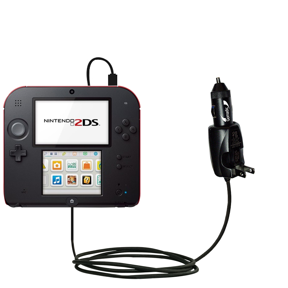 Intelligent Dual Purpose DC Vehicle and AC Home Wall Charger suitable for the Nintendo 2DS - Two critical functions; one unique charger - Uses Gomadic Brand TipExchange Technology