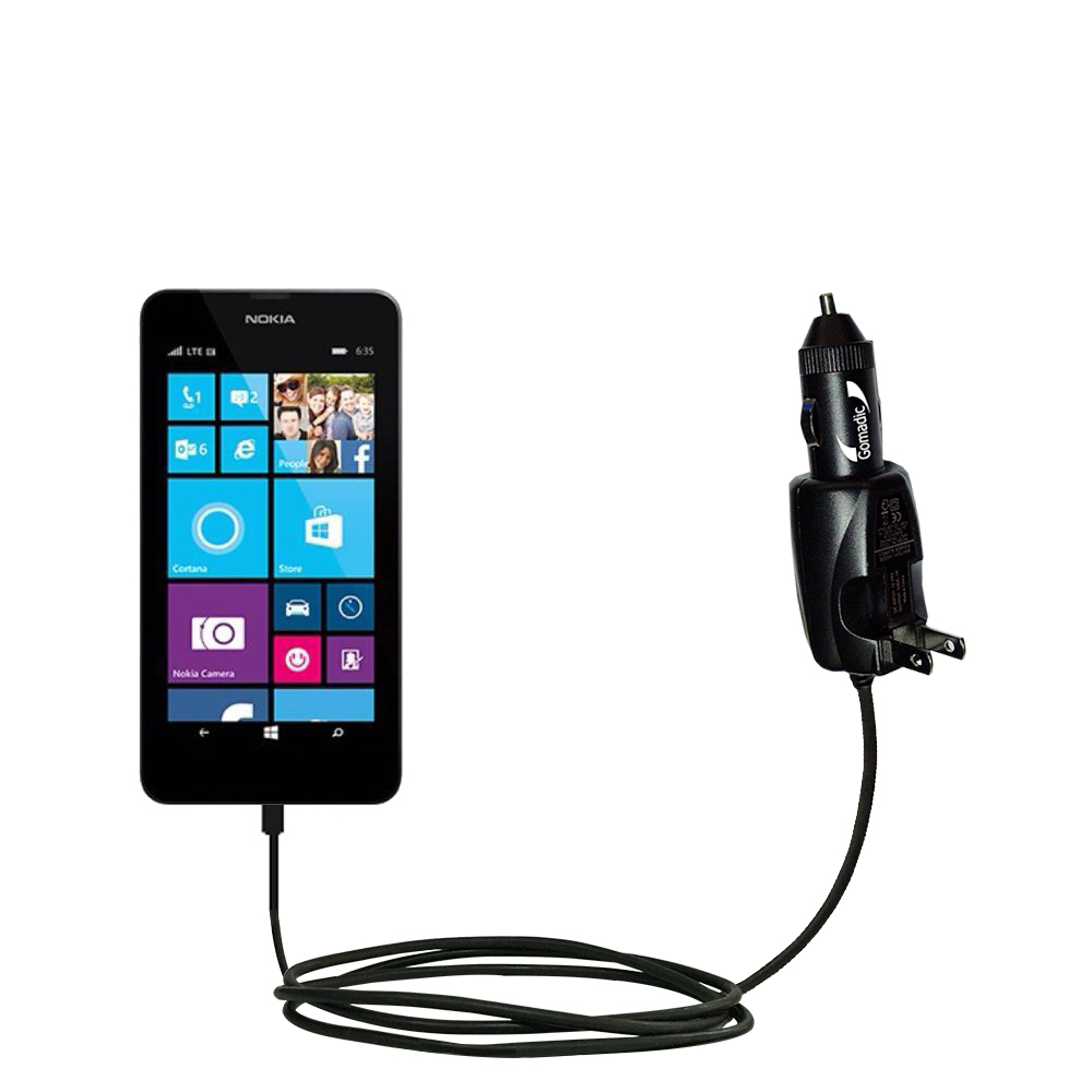 Intelligent Dual Purpose DC Vehicle and AC Home Wall Charger suitable for the Nokia Lumia 635 - Two critical functions; one unique charger - Uses Gomadic Brand TipExchange Technology