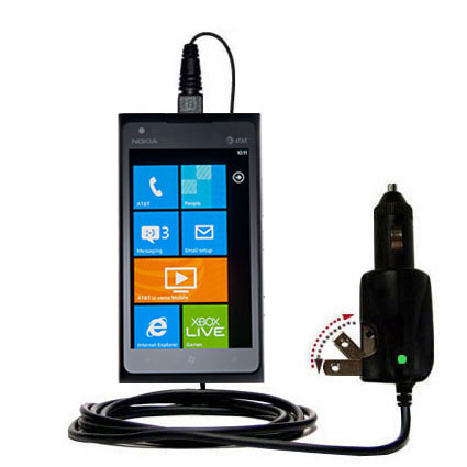 Intelligent Dual Purpose DC Vehicle and AC Home Wall Charger suitable for the Nokia Lumia 900 - Two critical functions; one unique charger - Uses Gomadic Brand TipExchange Technology