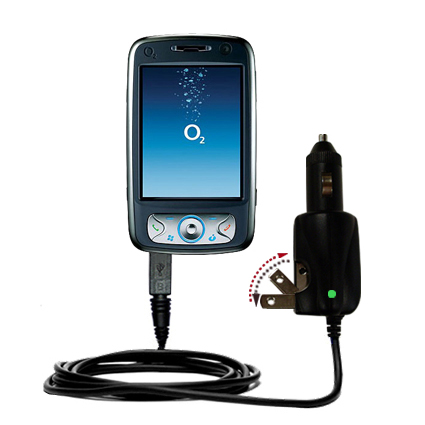 Intelligent Dual Purpose DC Vehicle and AC Home Wall Charger suitable for the O2 XDA Flame - Two critical functions; one unique charger - Uses Gomadic Brand TipExchange Technology