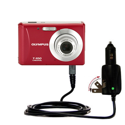 Car & Home 2 in 1 Charger compatible with the Olympus T-100 Digital Camera