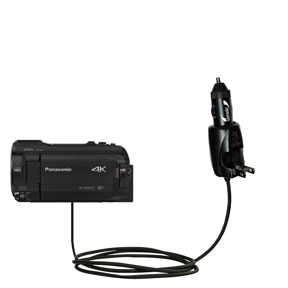 Intelligent Dual Purpose DC Vehicle and AC Home Wall Charger suitable for the Panasonic HC-WX970 / HC-WX979 - Two critical functions, one unique charger - Uses Gomadic Brand TipExchange Technology