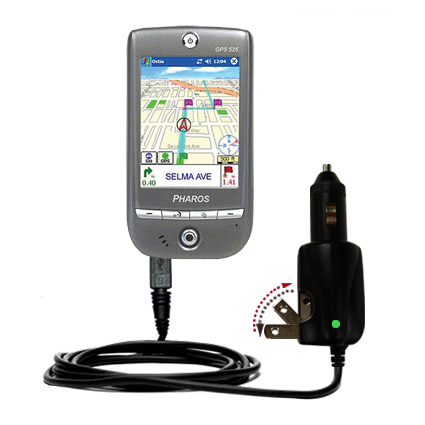 Intelligent Dual Purpose DC Vehicle and AC Home Wall Charger suitable for the Pharos GPS 525E - Two critical functions; one unique charger - Uses Gomadic Brand TipExchange Technology