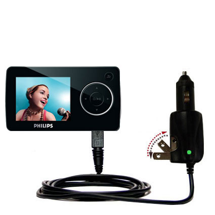 Car & Home 2 in 1 Charger compatible with the Philips 4GB Portable Video Player FullSound