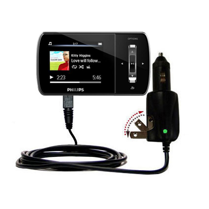 Car & Home 2 in 1 Charger compatible with the Philips GoGear Ariaz