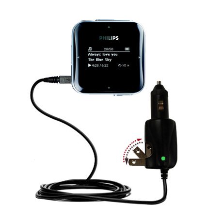 Car & Home 2 in 1 Charger compatible with the Philips GoGear SA2810