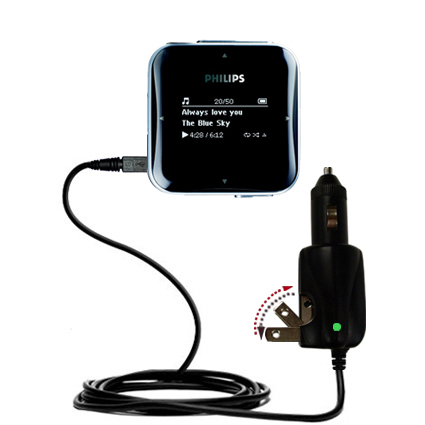 Car & Home 2 in 1 Charger compatible with the Philips GoGear SA2886