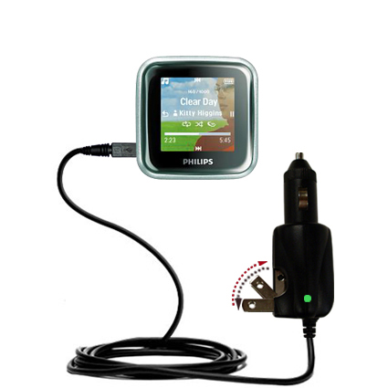 Car & Home 2 in 1 Charger compatible with the Philips GoGear SA2925/37 Spark