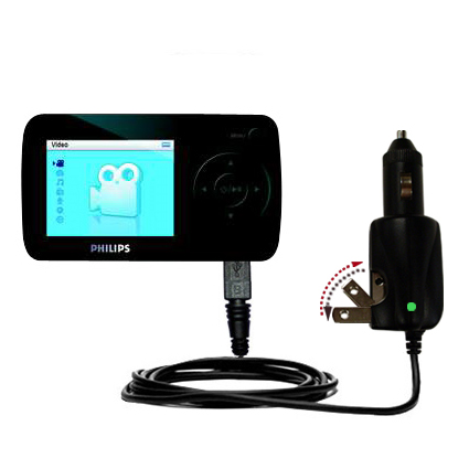 Car & Home 2 in 1 Charger compatible with the Philips GoGear SA6015/37
