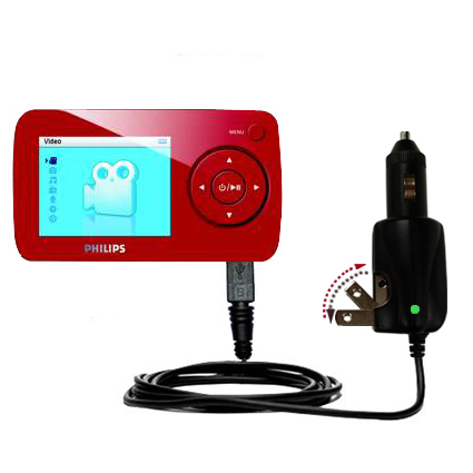 Car & Home 2 in 1 Charger compatible with the Philips GoGear SA6086/37