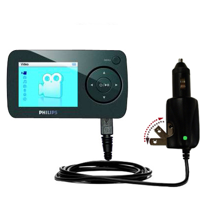 Car & Home 2 in 1 Charger compatible with the Philips GoGear SA6087/37
