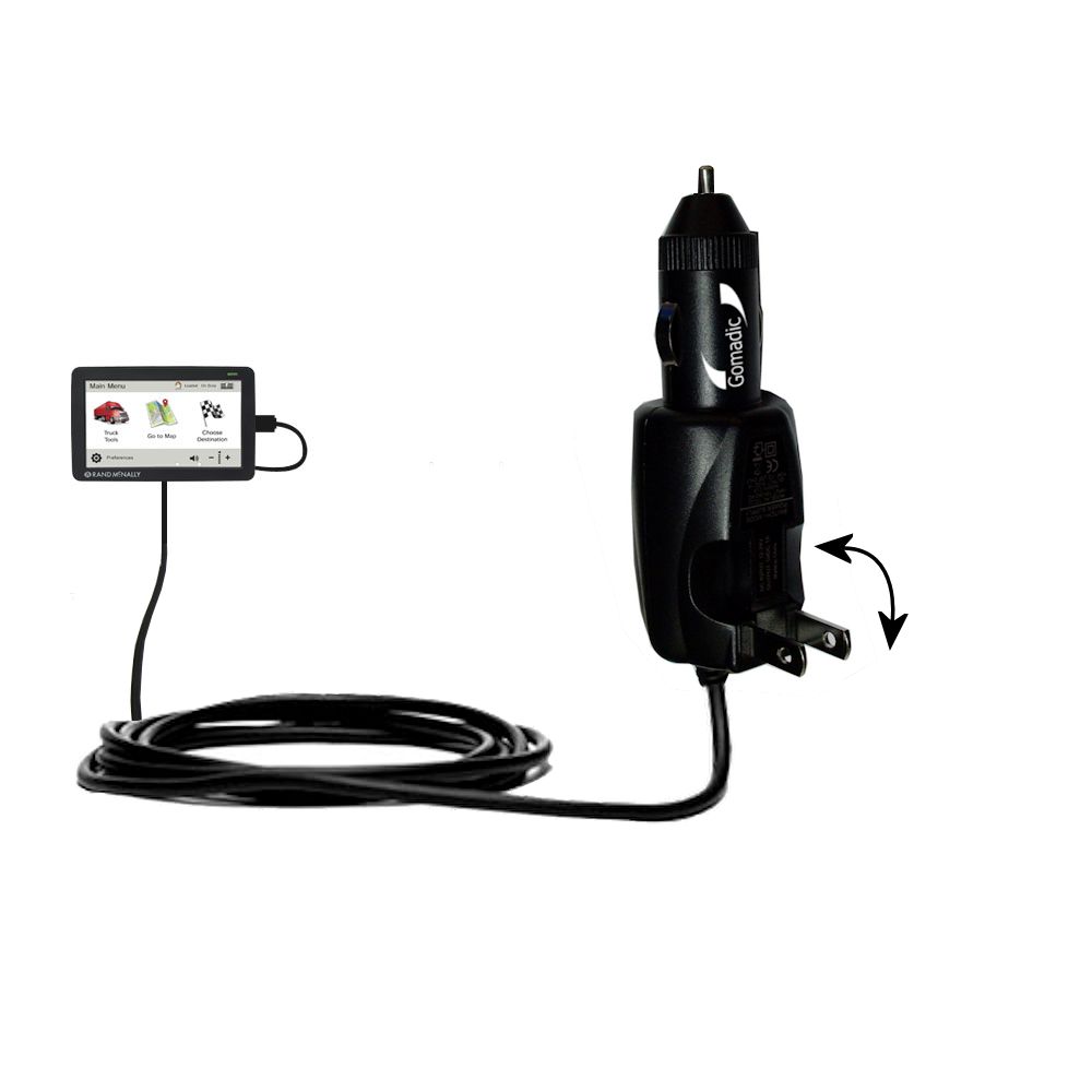 Car & Home 2 in 1 Charger compatible with the Rand McNally IntelliRoute TND 530