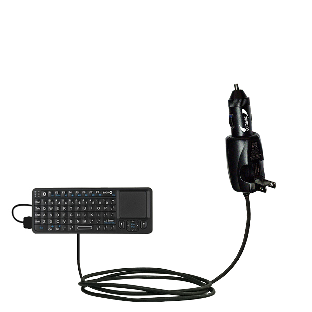 Intelligent Dual Purpose DC Vehicle and AC Home Wall Charger suitable for the Rii Touch 240 Mini Keyboard - Two critical functions; one unique charger - Uses Gomadic Brand TipExchange Technology