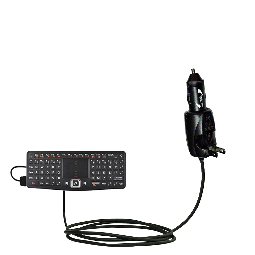 Intelligent Dual Purpose DC Vehicle and AC Home Wall Charger suitable for the Rii Touch N7 Mini Keyboard - Two critical functions; one unique charger - Uses Gomadic Brand TipExchange Technology