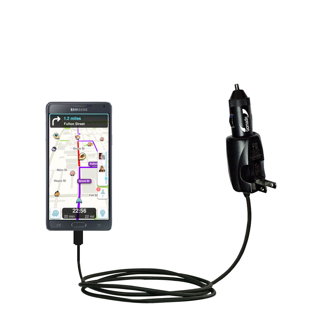 Intelligent Dual Purpose DC Vehicle and AC Home Wall Charger suitable for the Samsung Galaxy Note 4 - Two critical functions, one unique charger - Uses Gomadic Brand TipExchange Technology