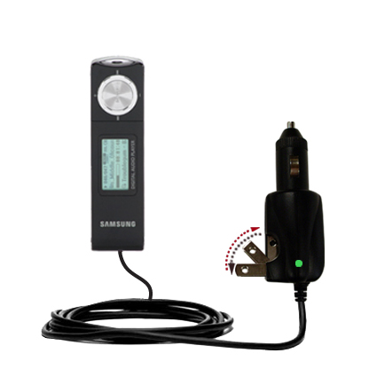 Intelligent Dual Purpose DC Vehicle and AC Home Wall Charger suitable for the Samsung YP-U1V - Two critical functions; one unique charger - Uses Gomadic Brand TipExchange Technology