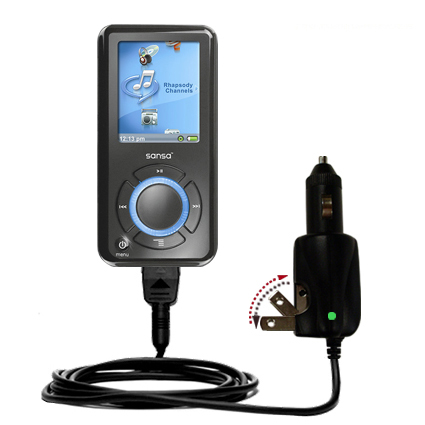 Car & Home 2 in 1 Charger compatible with the Sandisk Sansa e250R Rhapsody 2GB