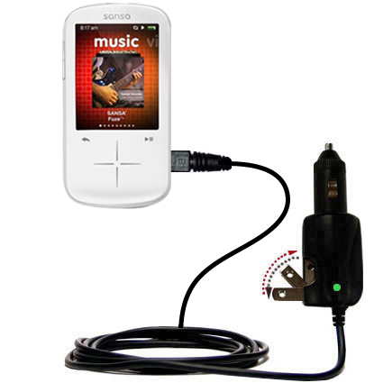 Car & Home 2 in 1 Charger compatible with the Sandisk Sansa Fuze Plus
