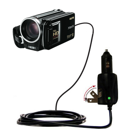 Car & Home 2 in 1 Charger compatible with the Sanyo Camcorder VPC-FH1