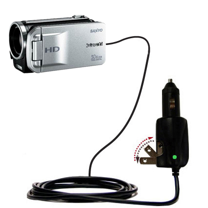 Car & Home 2 in 1 Charger compatible with the Sanyo Camcorder VPC-TH1