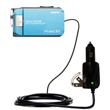 Car & Home 2 in 1 Charger compatible with the Sanyo Camcorder VPC-WH1