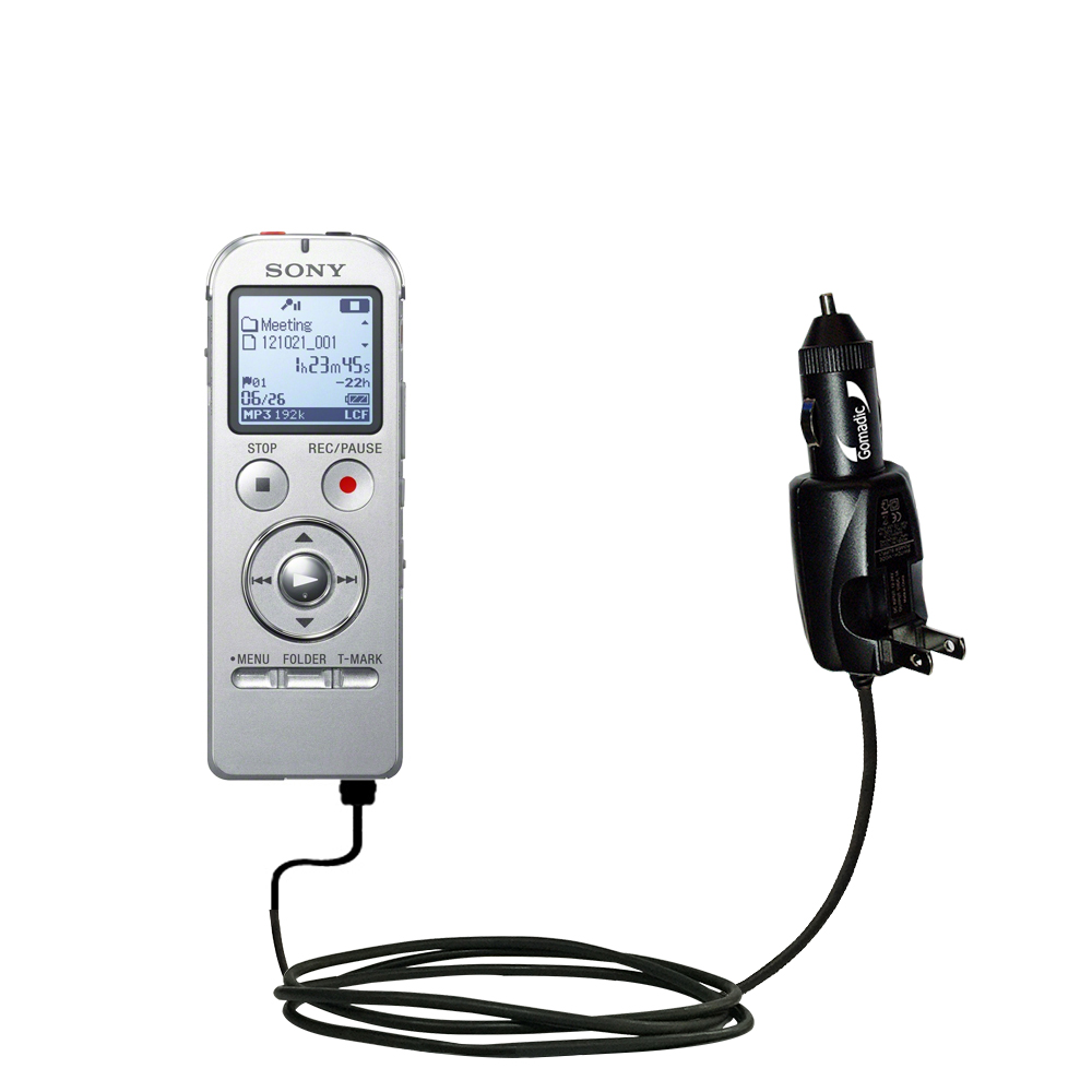 Car & Home 2 in 1 Charger compatible with the Sony ICD-UX532 / UX533 / UX534
