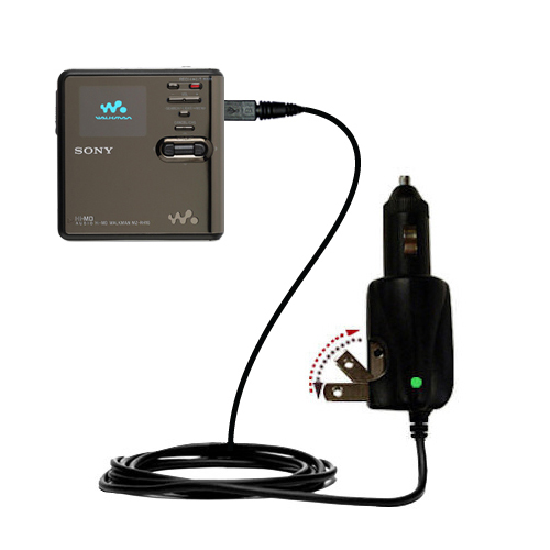 Intelligent Dual Purpose DC Vehicle and AC Home Wall Charger suitable for the Sony MD WALKMAN MZ-RH - Two critical functions; one unique charger - Uses Gomadic Brand TipExchange Technology