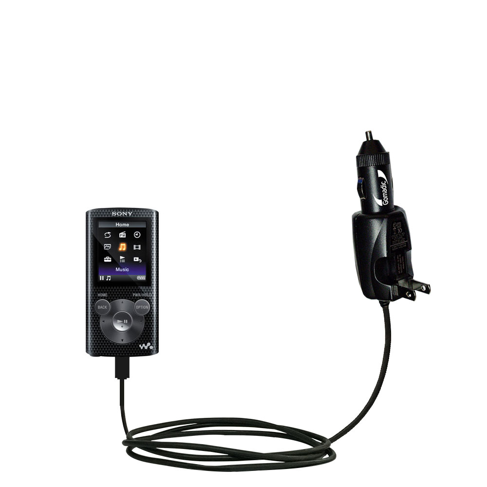 Car & Home 2 in 1 Charger compatible with the Sony NWZ-E383 / NWZ-E384 / NWZ-E385