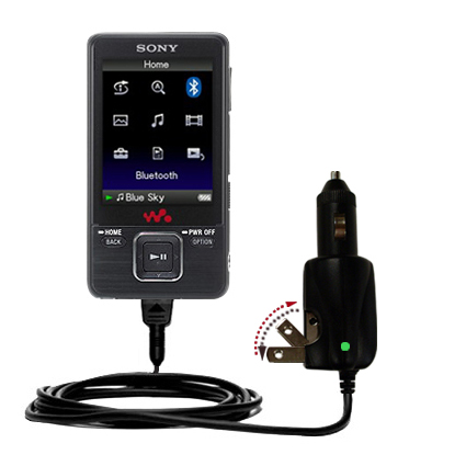 Intelligent Dual Purpose DC Vehicle and AC Home Wall Charger suitable for the Sony Walkman NWZ-A828 With TipExchange Technology