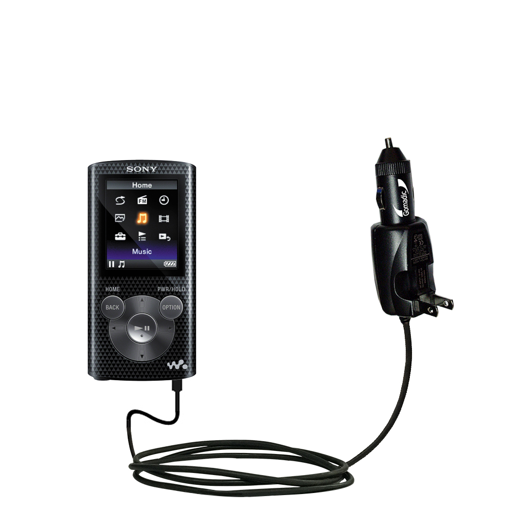 Car & Home 2 in 1 Charger compatible with the Sony Walkman NWZ-E383 / NWZ-E384 / NWZ-E385