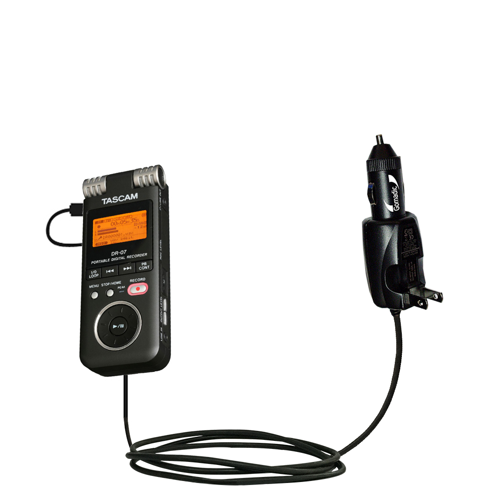 Car & Home 2 in 1 Charger compatible with the Tascam DR-07
