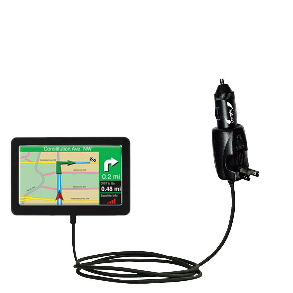 Intelligent Dual Purpose DC Vehicle and AC Home Wall Charger suitable for the Teletype WorldNav 5100 - Two critical functions; one unique charger - Uses Gomadic Brand TipExchange Technology